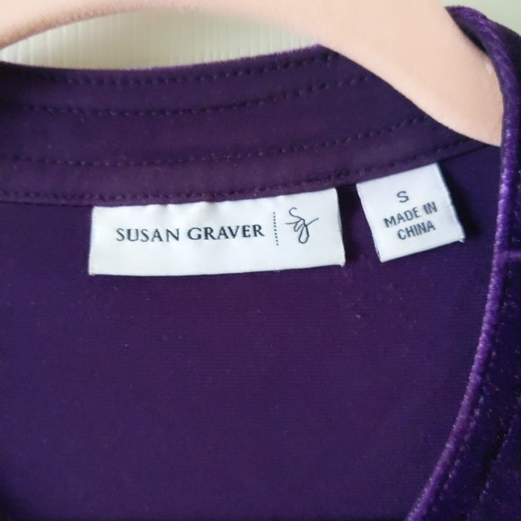 Susan Graver Purple Velour Trim Tunic Shirt size Small - Picture 4 of 8